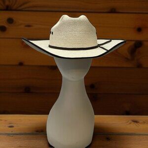 Atwood Western 5X Hat Ivory Straw Hereford Low Crown Long Oval Men’s Size 7